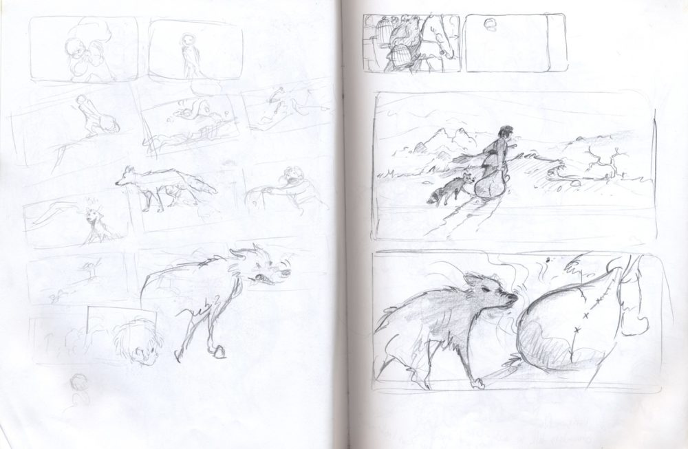 sketchbook drawing wolf