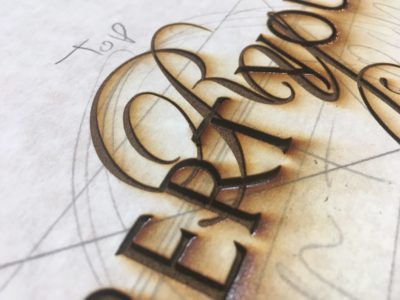 Laser etched winery logo