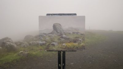 Artists view Misty Ring Mountain Rocks